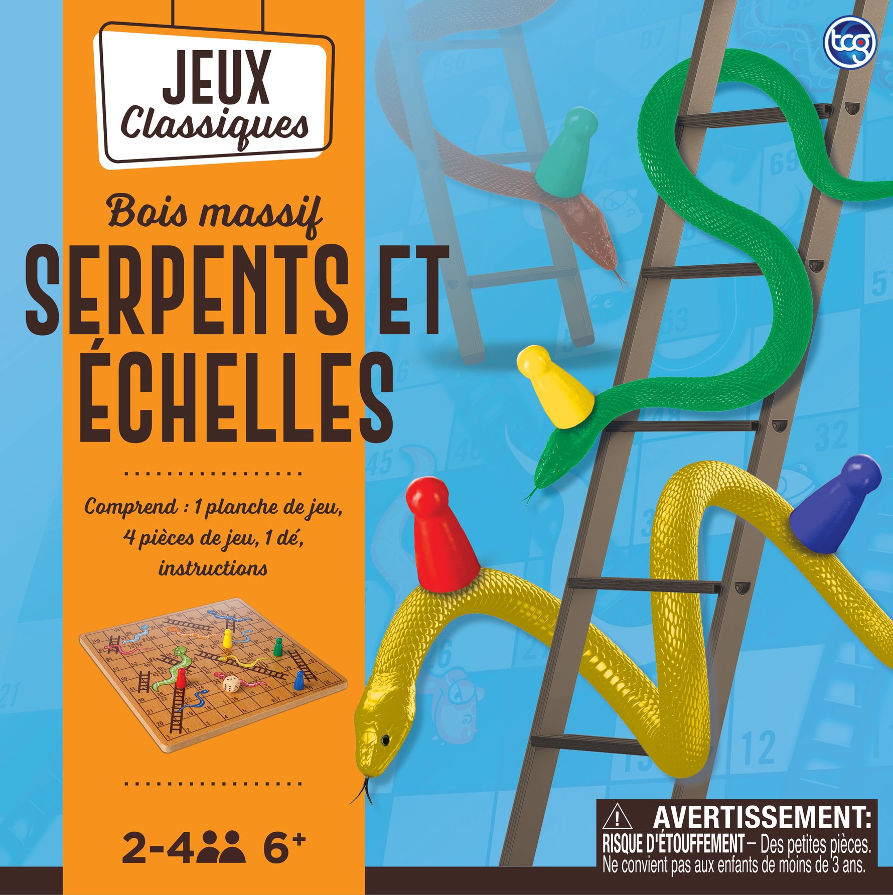 TCG Solid Wood Snakes & Ladders Board Game 10" | Premium Family Game UAE