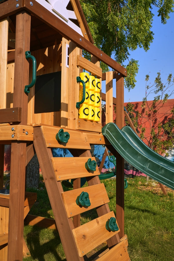 Arabian Ibex Wooden Swing Set with Slide, Monkey Bars & Swings | DS-156S
