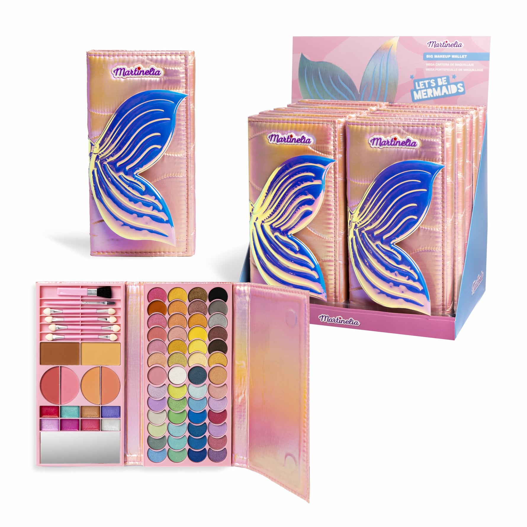 Martinelia Let's Be Mermaids Big Makeup Wallet – Kids Beauty Set in Holographic Case