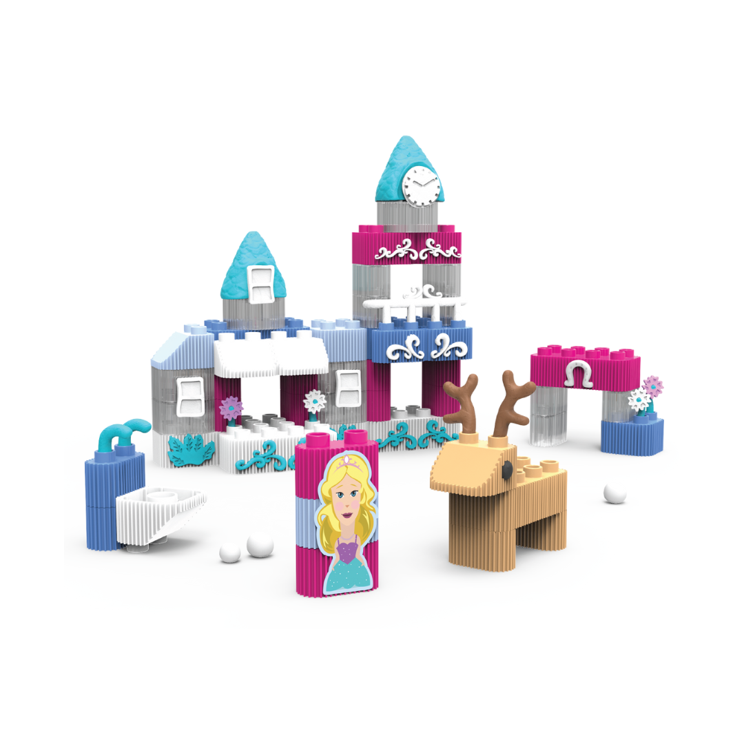 Bildo Blocks & Dough Winter Princess Castle – Creative Building & Dough Playset for Girls