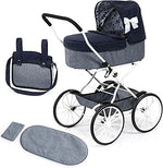 BAYER Baby Dolls Pram Set Classic – Grey | Deluxe Doll Stroller for Girls