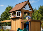 Arabian Tahr Wooden Swing Set with 10ft Slide, Monkey Bars & Rock Wall | DS-151