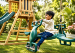 Arabian Baboon Wooden Swing Set with Slide, Rock Wall & Sandbox | DS-162