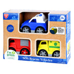 Play Go Bio-Based SOS Rescue Vehicles – Ambulance, Fire Engine & Police Car Set