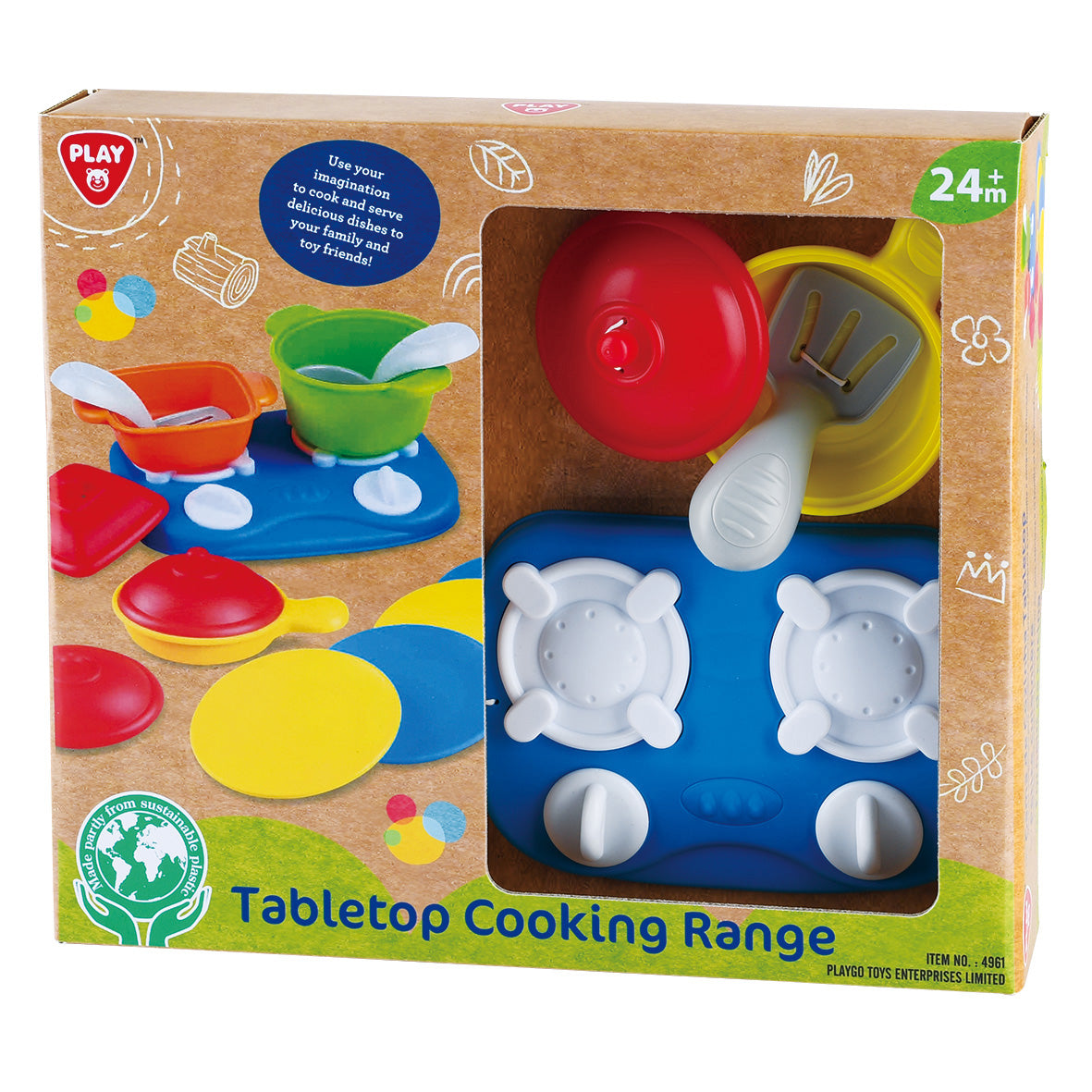 Play Go Tabletop Cooking Range – Eco-Friendly Bio-Based Pretend Play Kitchen Toy for Kids