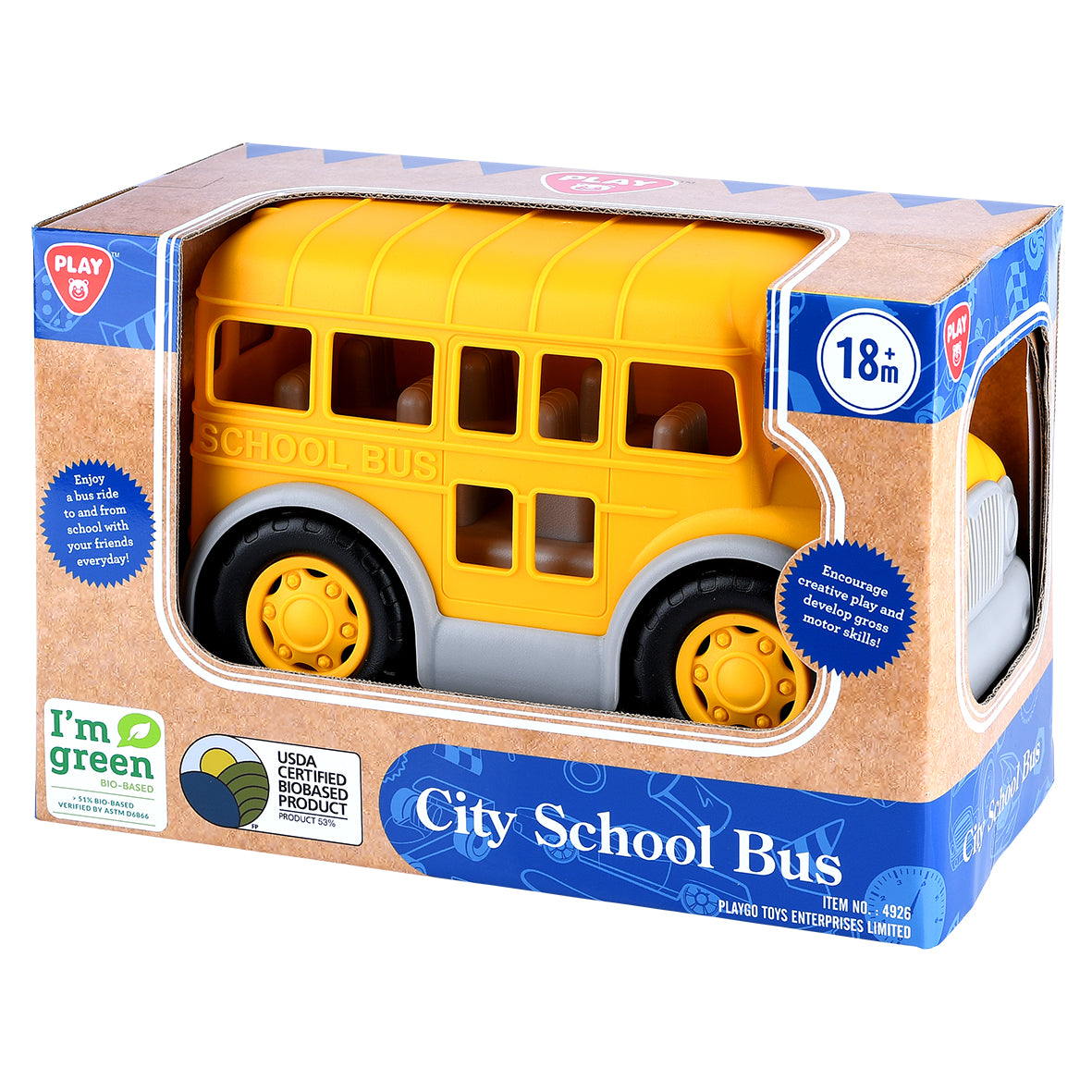 Play Go City School Bus – Eco-Friendly Bio-Based Plastic Toy for Kids
