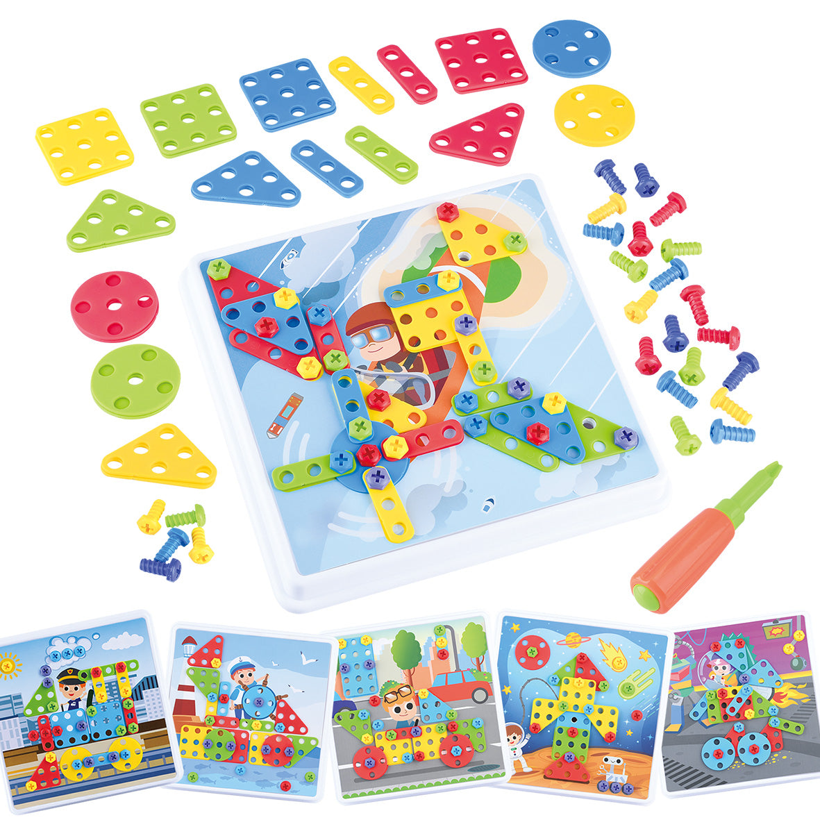 Play Go Screw-A-Puzzle Building Kit – 64+ Pieces
