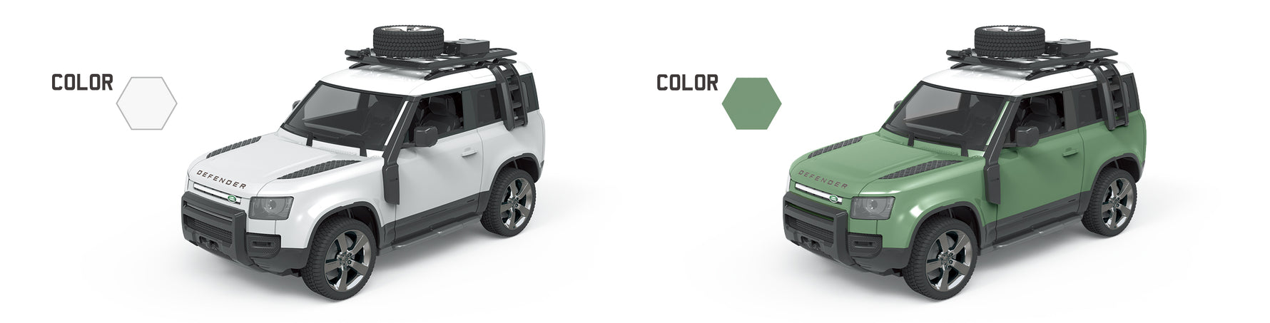 RW 1:12 DEFENDER ASSORTED ( GREEN AND SILVER)