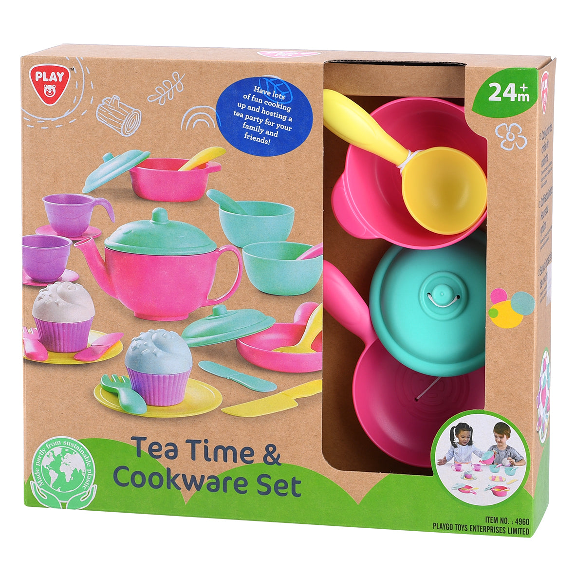 PLAY GO BIO-BASED PLASTIC - TEA TIME & COOKWARE SET - 24 PCS