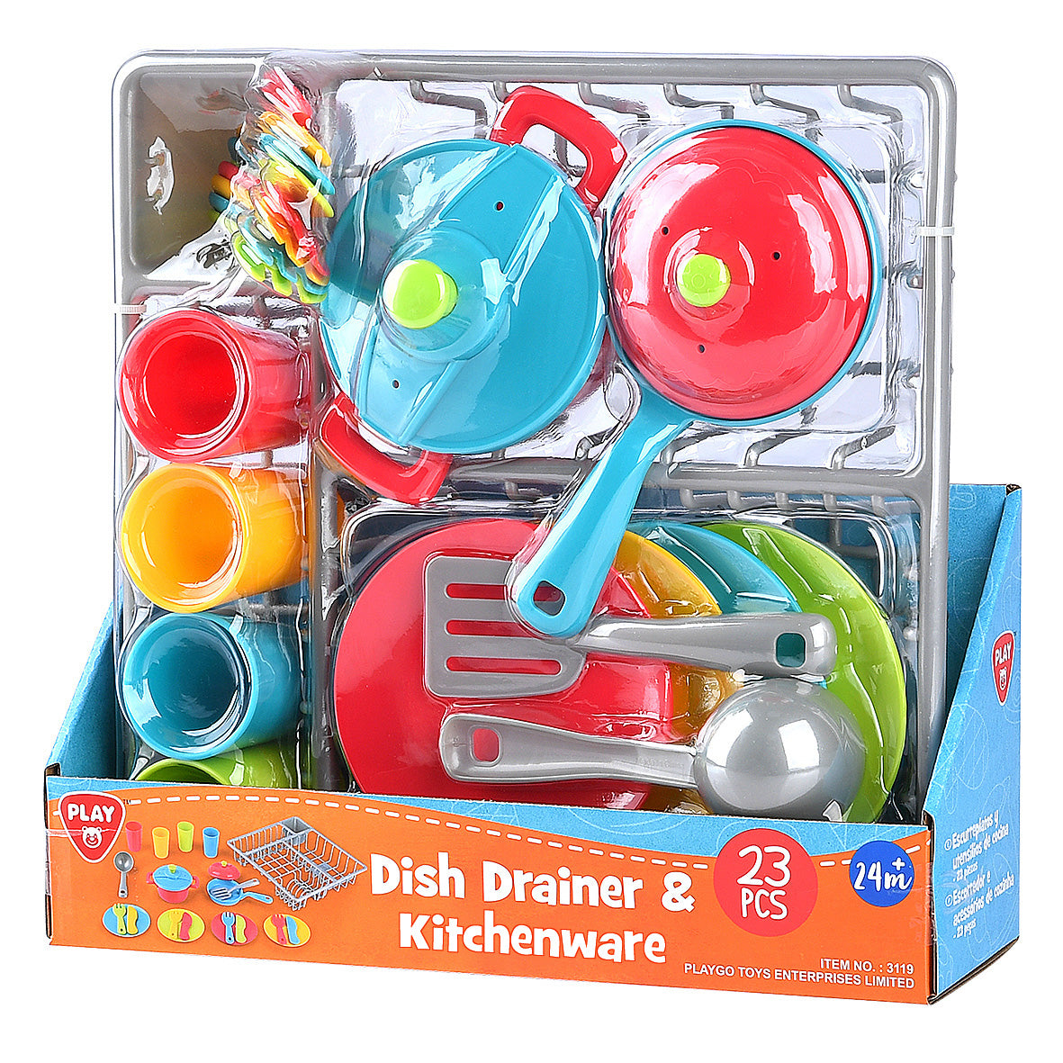 Play Go Dish Drainer & Kitchenware Set – 23-Piece Pretend Play Kitchen Toy for Kids