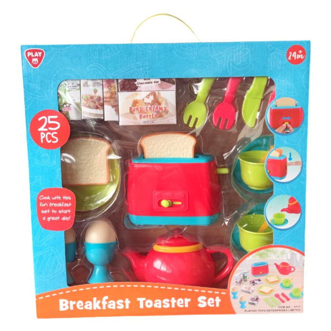 Play Go Breakfast Toaster Set – 25-Piece Pretend Play Kitchen Toy
