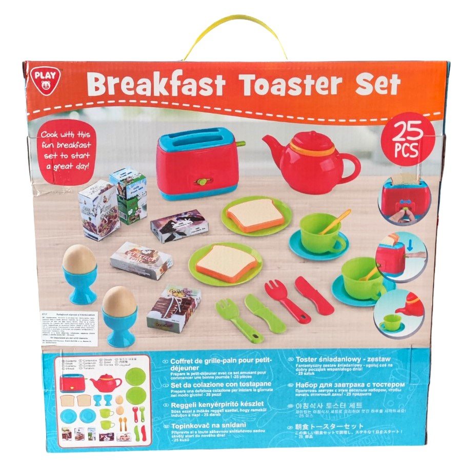 Play Go Breakfast Toaster Set – 25-Piece Pretend Play Kitchen Toy