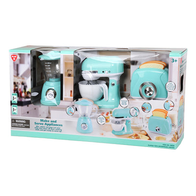 Play Go Make & Serve Appliances – Battery Operated Blue Set (Blender, Mixer & Toaster)