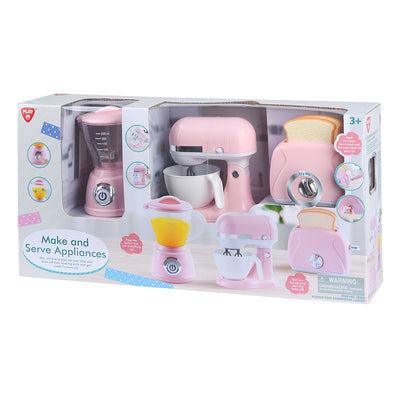Play Go Make & Serve Appliances – Battery Operated Pink Set (Blender, Mixer & Toaster)