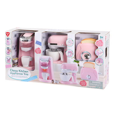 Play Go Classy Kitchen Appliance Trio – Pink (Pod Coffee Machine, Mixer & Toaster)
