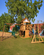 Arabian Ibex Wooden Swing Set with Slide, Monkey Bars & Swings | DS-156S