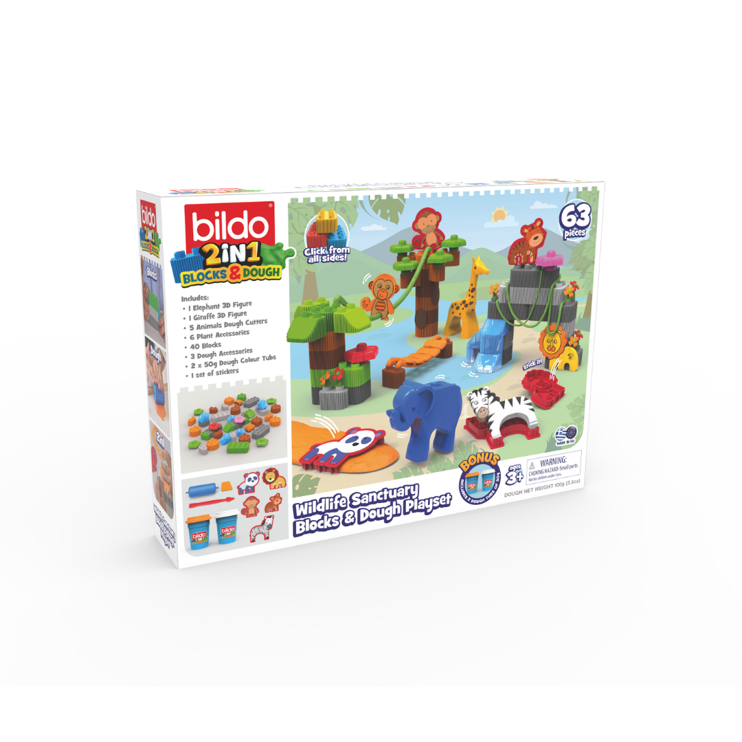 Bildo Block & Dough Wildlife Sanctuary – Creative Building & Dough Playset