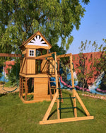 Arabian Ibex Wooden Swing Set with Slide, Monkey Bars & Swings | DS-156S