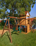 Arabian Ibex Wooden Swing Set with Slide, Monkey Bars & Swings | DS-156S