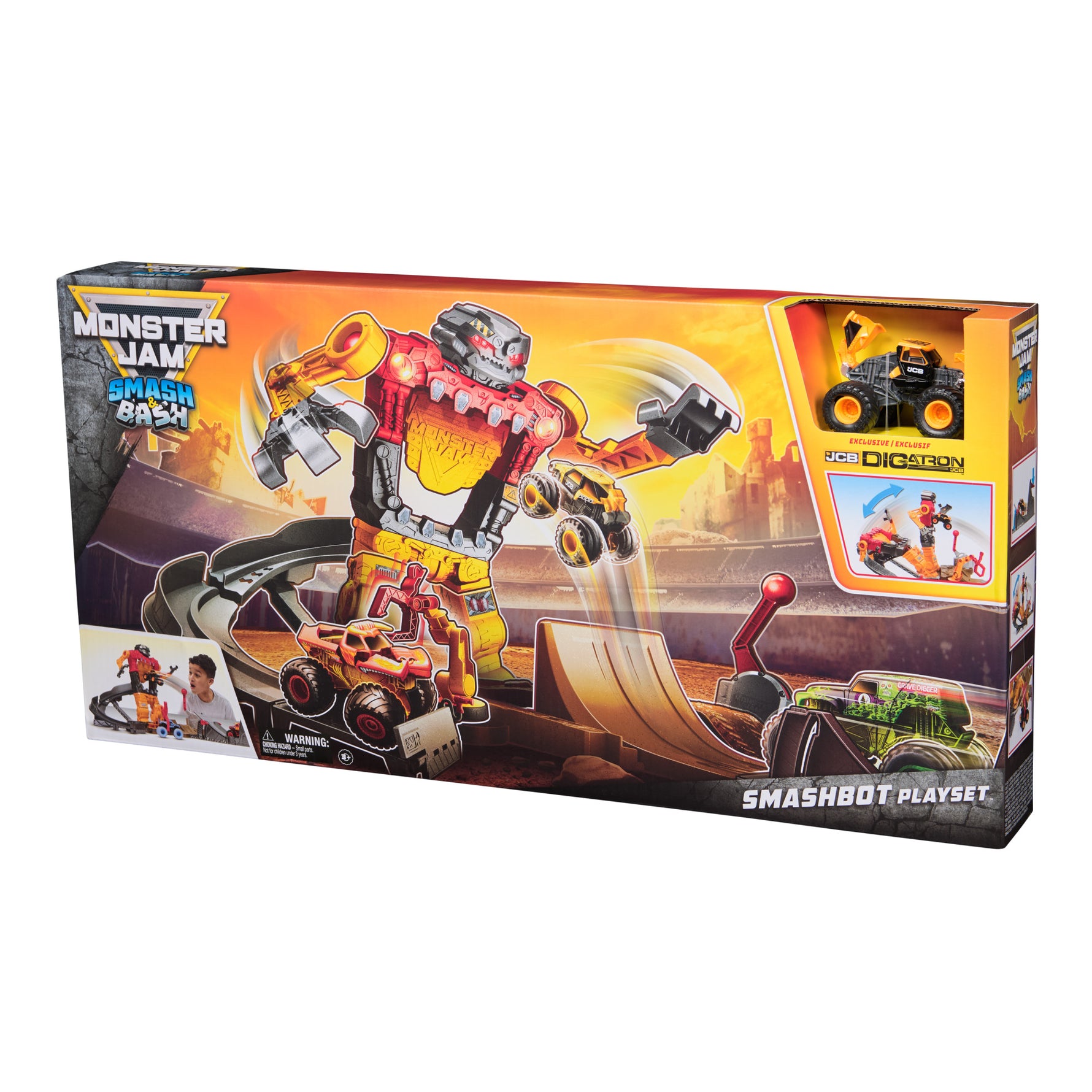 Monster Jam Smash & Bash Smash bot Playset with 1:64 Scale Trucks