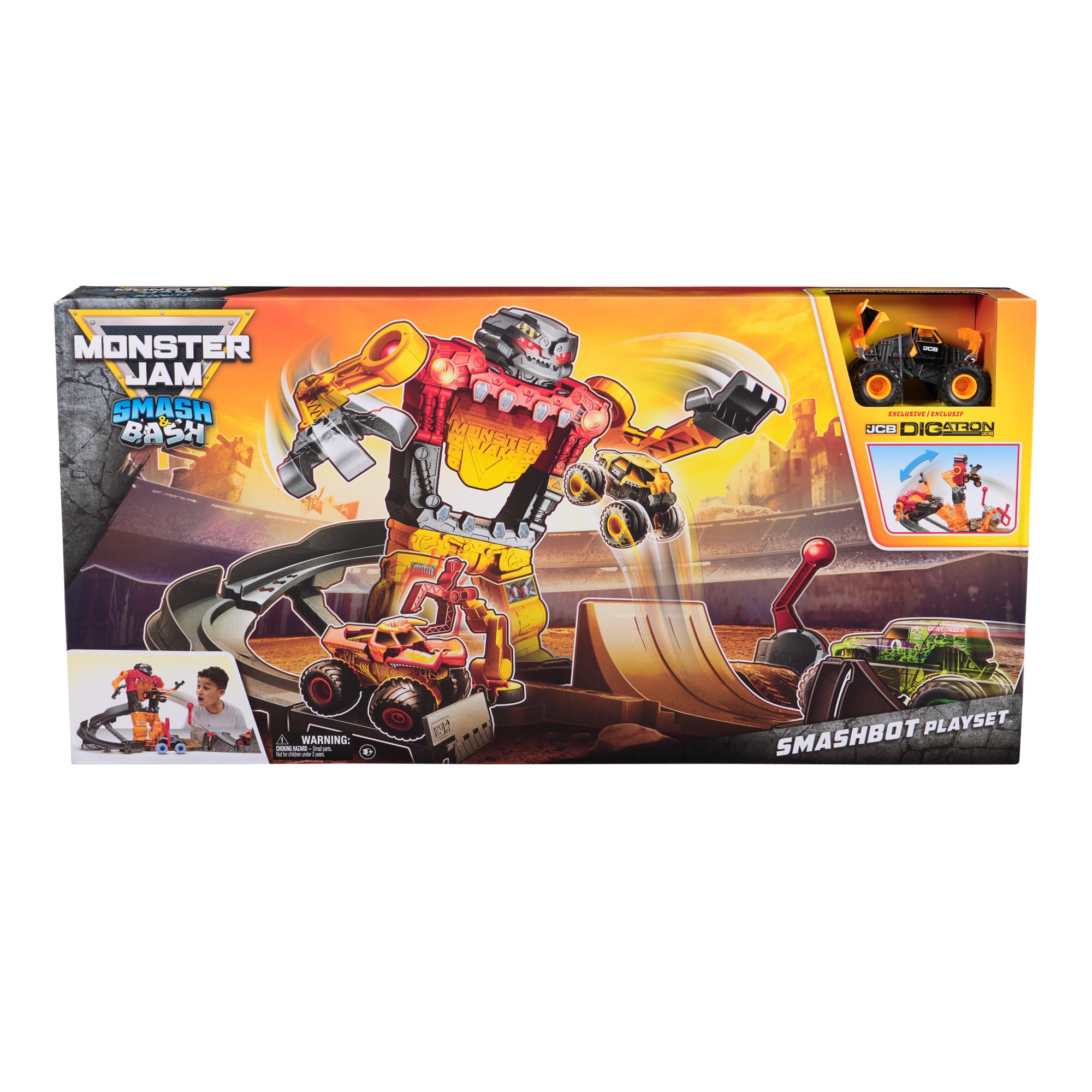 Monster Jam Smash & Bash Smash bot Playset with 1:64 Scale Trucks