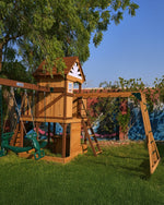 Arabian Ibex Wooden Swing Set with Slide, Monkey Bars & Swings | DS-156S
