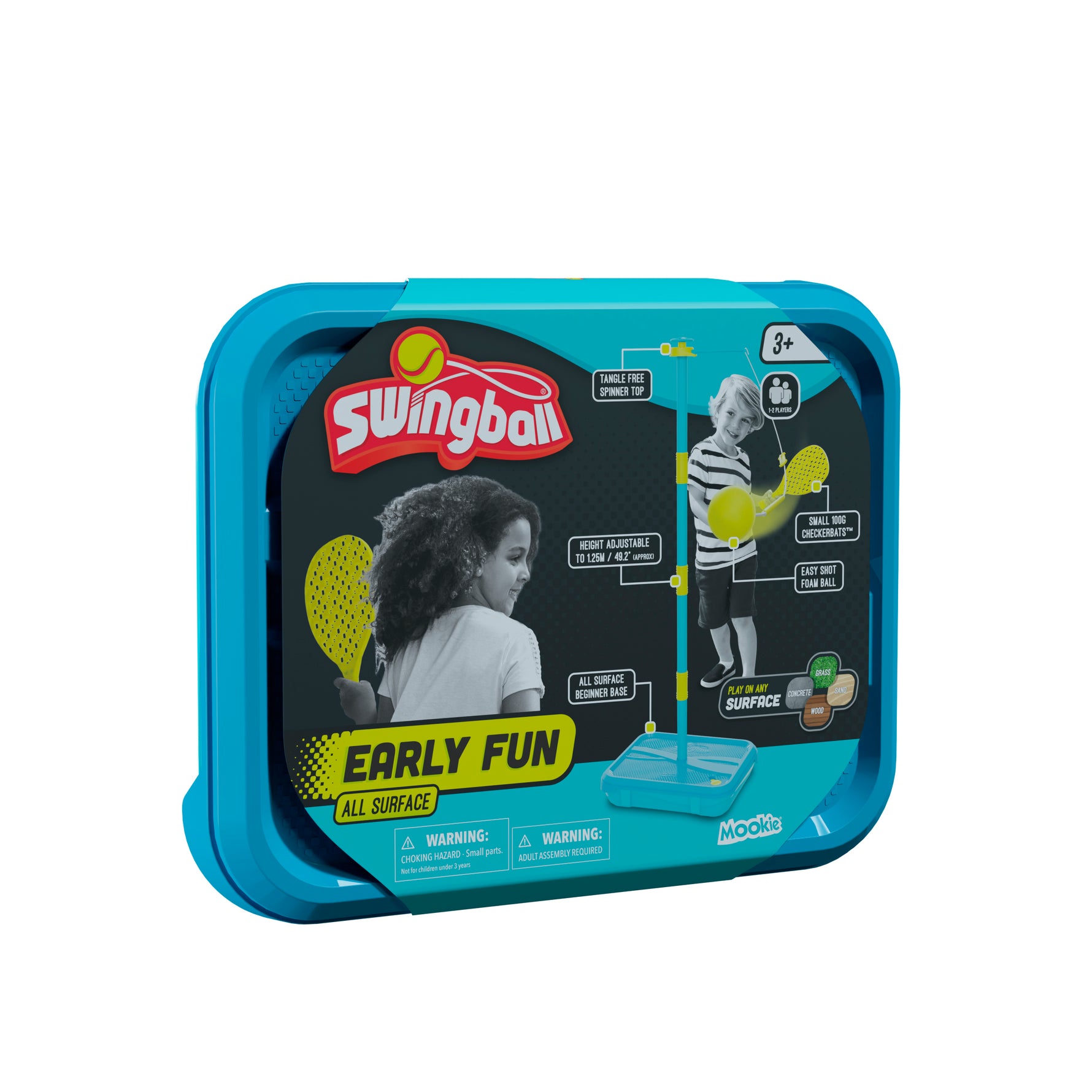 SWINGBALL EARLY FUN ALL SURFACE WITH TWO CHECKER BATS AND RUBBER TENNIS BALL HEIGHT ADJ 1.25M