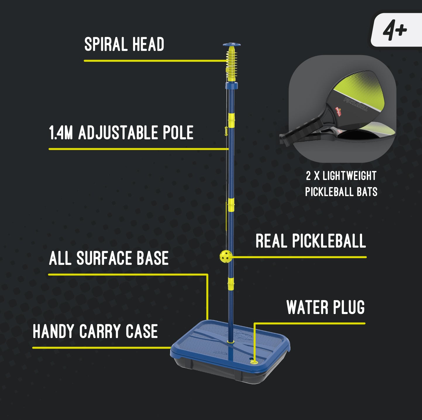 SWINGBALL PICKLEBALL SET IN BASE