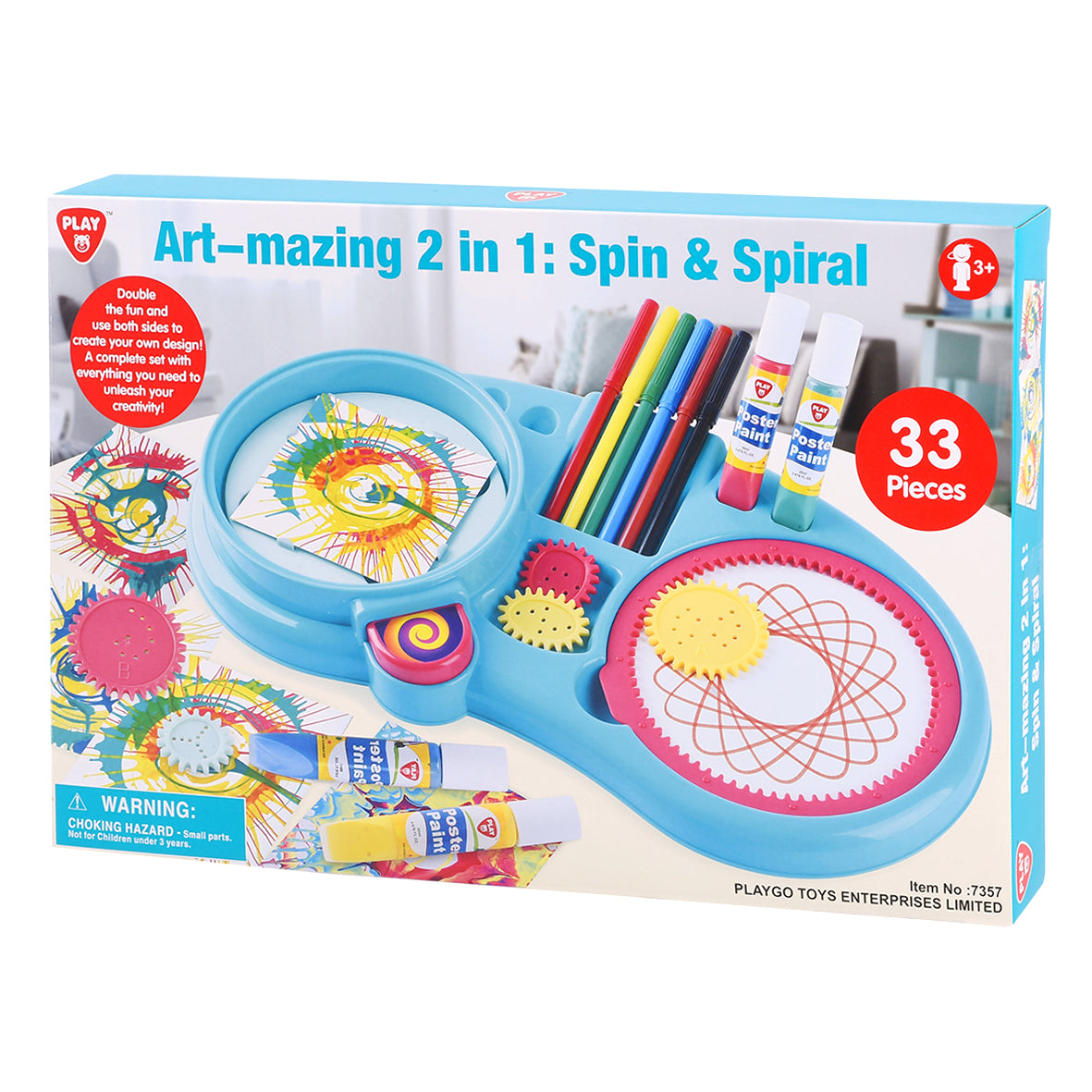 Play Go Art-Mazing 2-in-1 Spin & Spiral Art Set – 33 Pieces