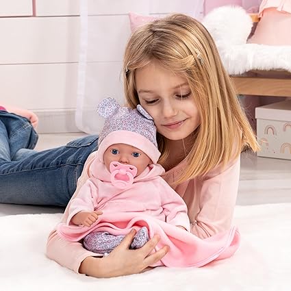 BAYER Baby Doll Reborn 38cm – Pink | Soft Realistic Newborn Doll