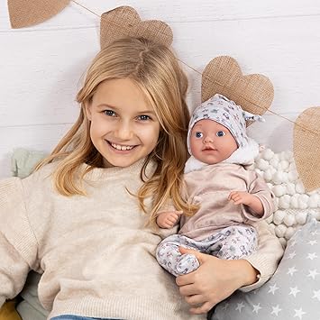 BAYER Baby Doll Reborn 38cm – Grey | Soft Realistic Newborn Doll