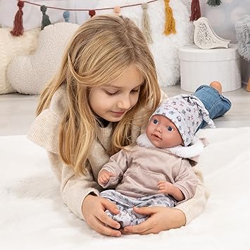 BAYER Baby Doll Reborn 38cm – Grey | Soft Realistic Newborn Doll