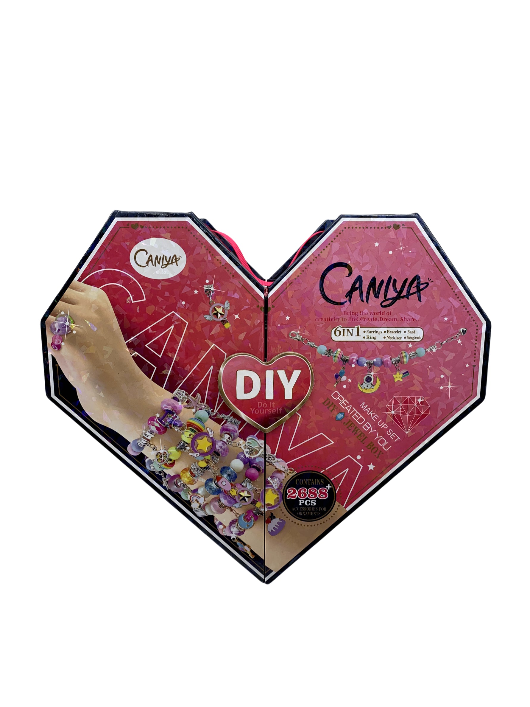 6-in-1 DIY Beads Jewelry Making Kit with Heart-Shape