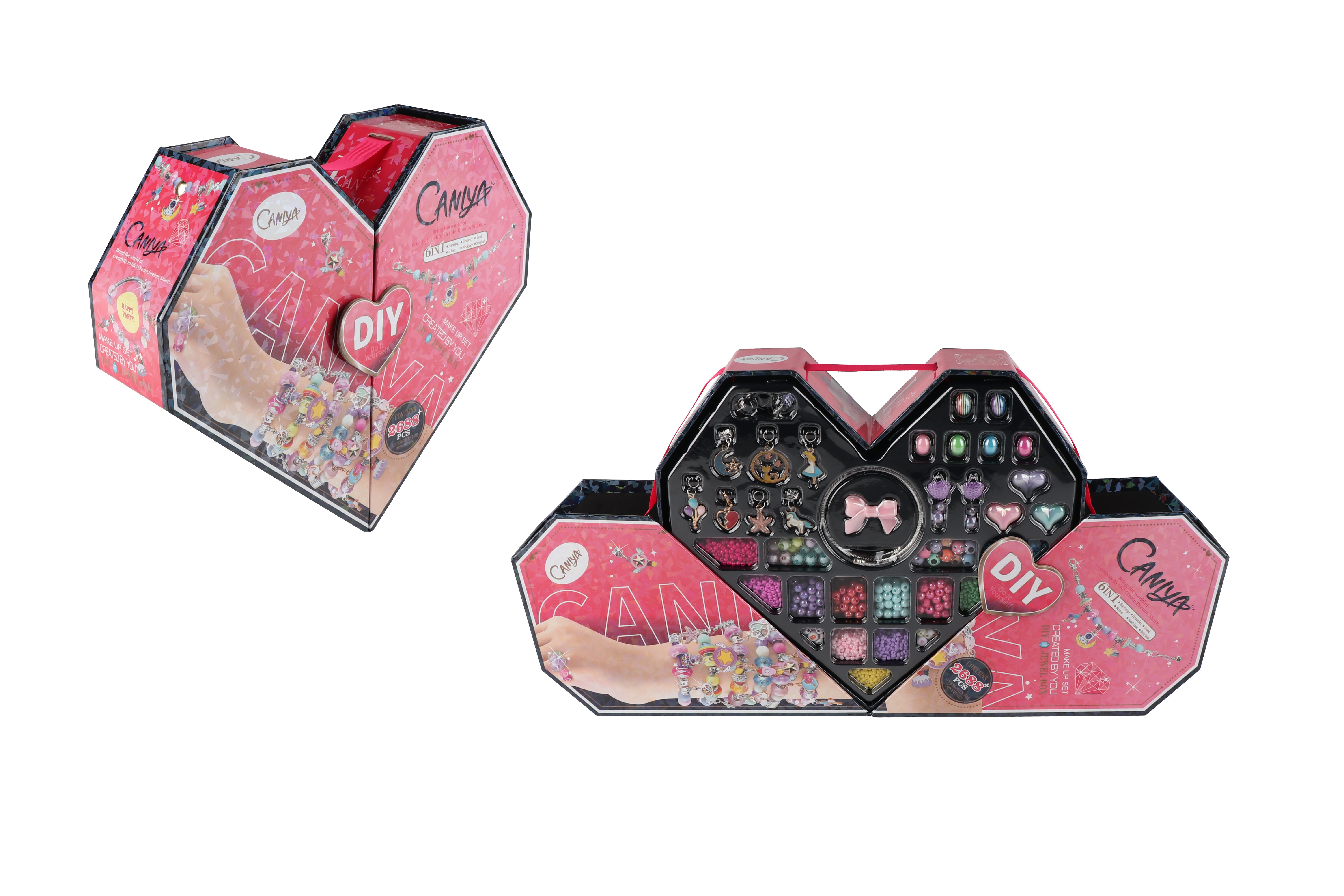6-in-1 DIY Beads Jewelry Making Kit with Heart-Shape
