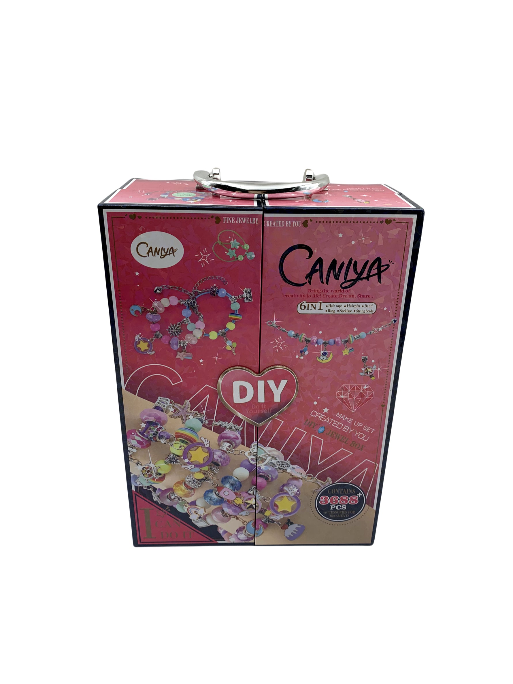 Caniya 6-in-1 DIY Beads Jewelry Making Kit with Rectangular Case for Girls