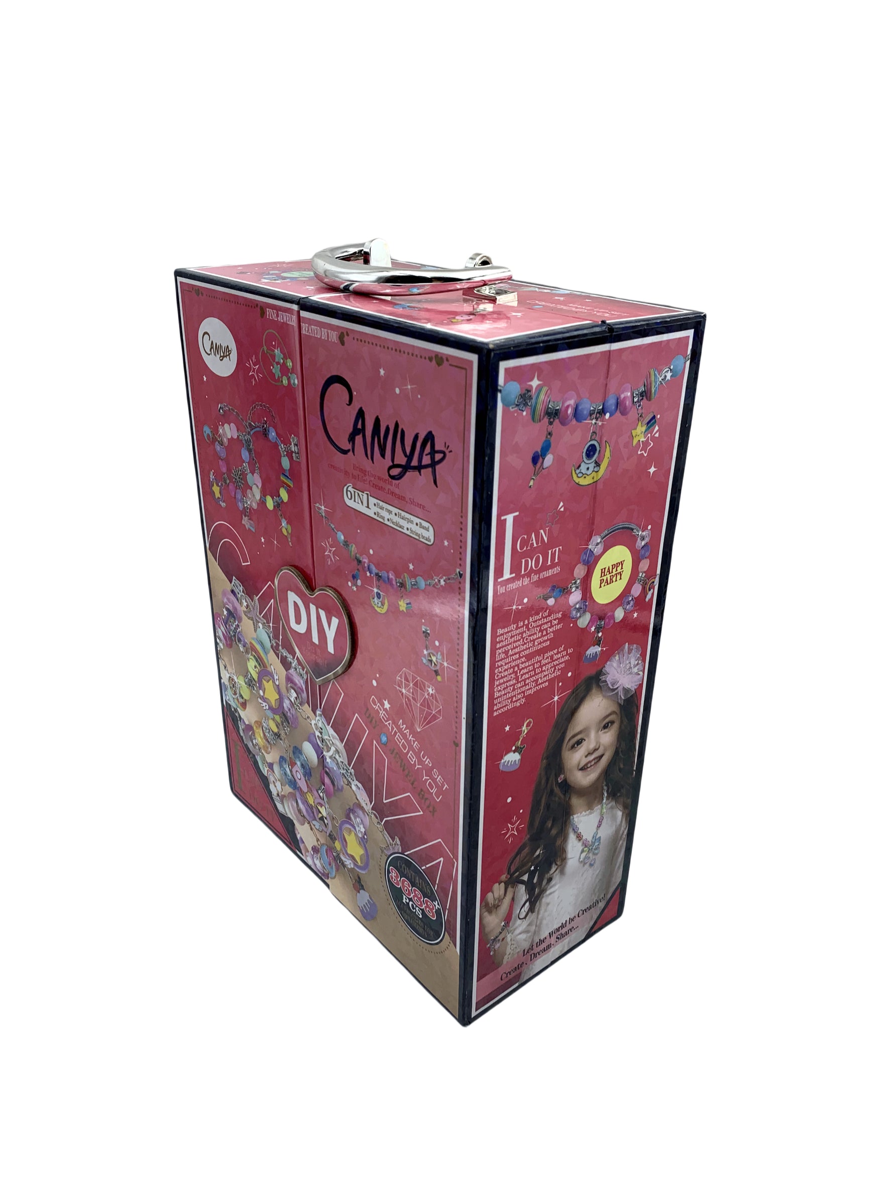 Caniya 6-in-1 DIY Beads Jewelry Making Kit with Rectangular Case for Girls