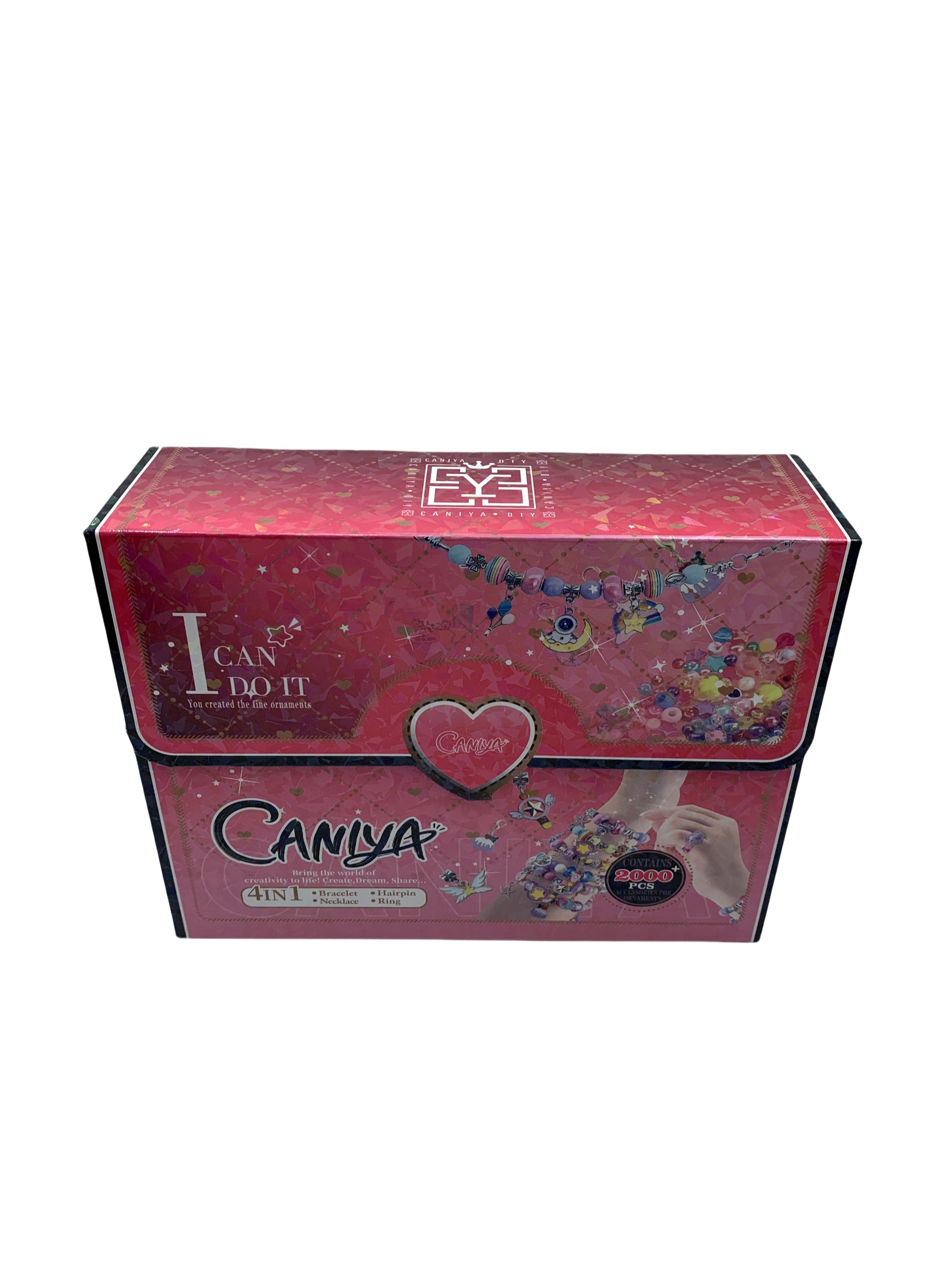 Caniya 4-in-1 DIY Beads Jewelry Making Kit with Book-Shaped Case for Girls