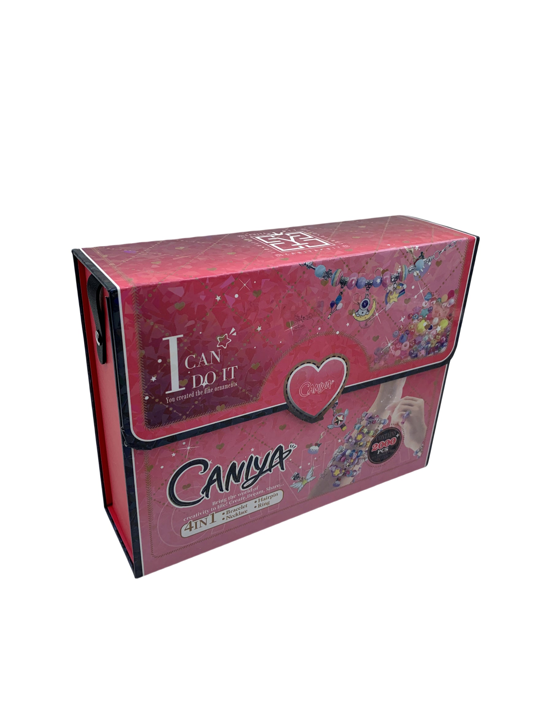 Caniya 4-in-1 DIY Beads Jewelry Making Kit with Book-Shaped Case for Girls
