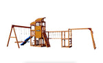 Arabian Oryx Extreme Wooden Swing Set | Nest Swing, Rope Bridge & Rock Wall | DS003