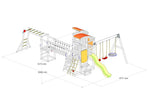 Arabian Oryx Extreme Wooden Swing Set | Nest Swing, Rope Bridge & Rock Wall | DS003