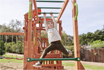 Arabian Oryx Extreme Wooden Swing Set | Nest Swing, Rope Bridge & Rock Wall | DS003