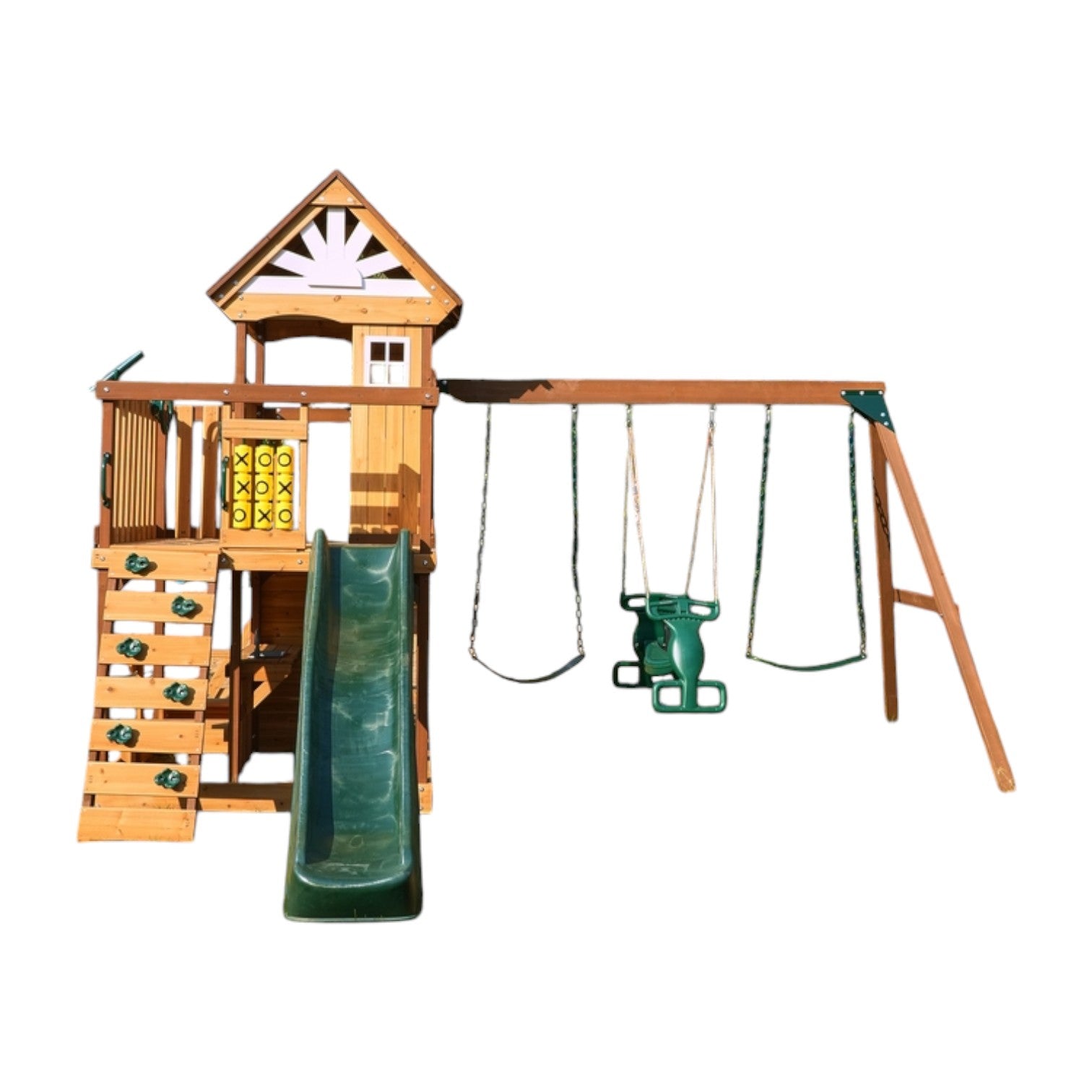Arabian Ibex Wooden Swing Set with Slide, Monkey Bars & Swings | DS-156S