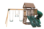 Arabian Wolf Wooden Swing Set with Dual Slides & Trapeze | DS-172T