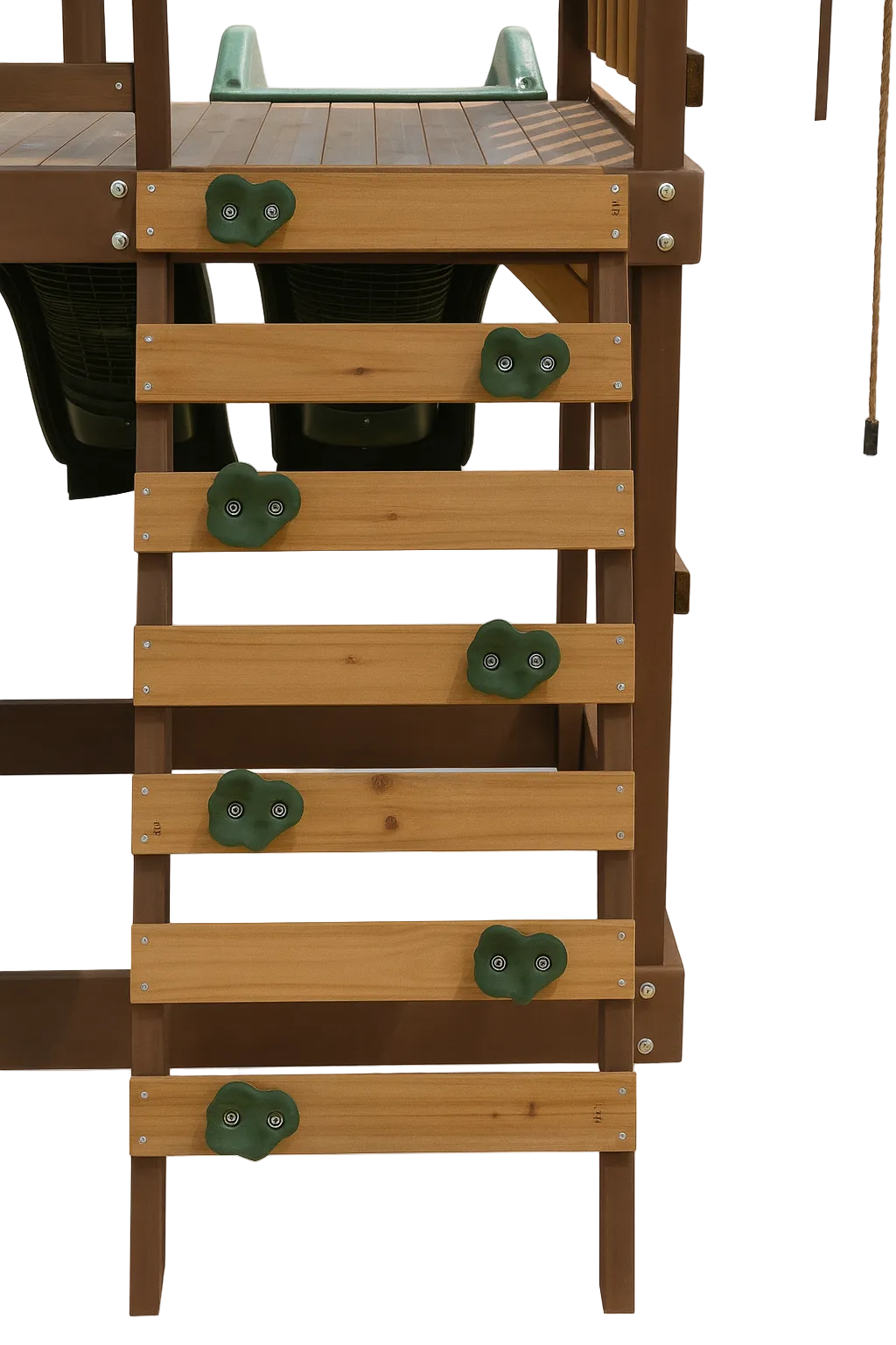 Arabian Wolf Wooden Swing Set with Dual Slides & Trapeze | DS-172T