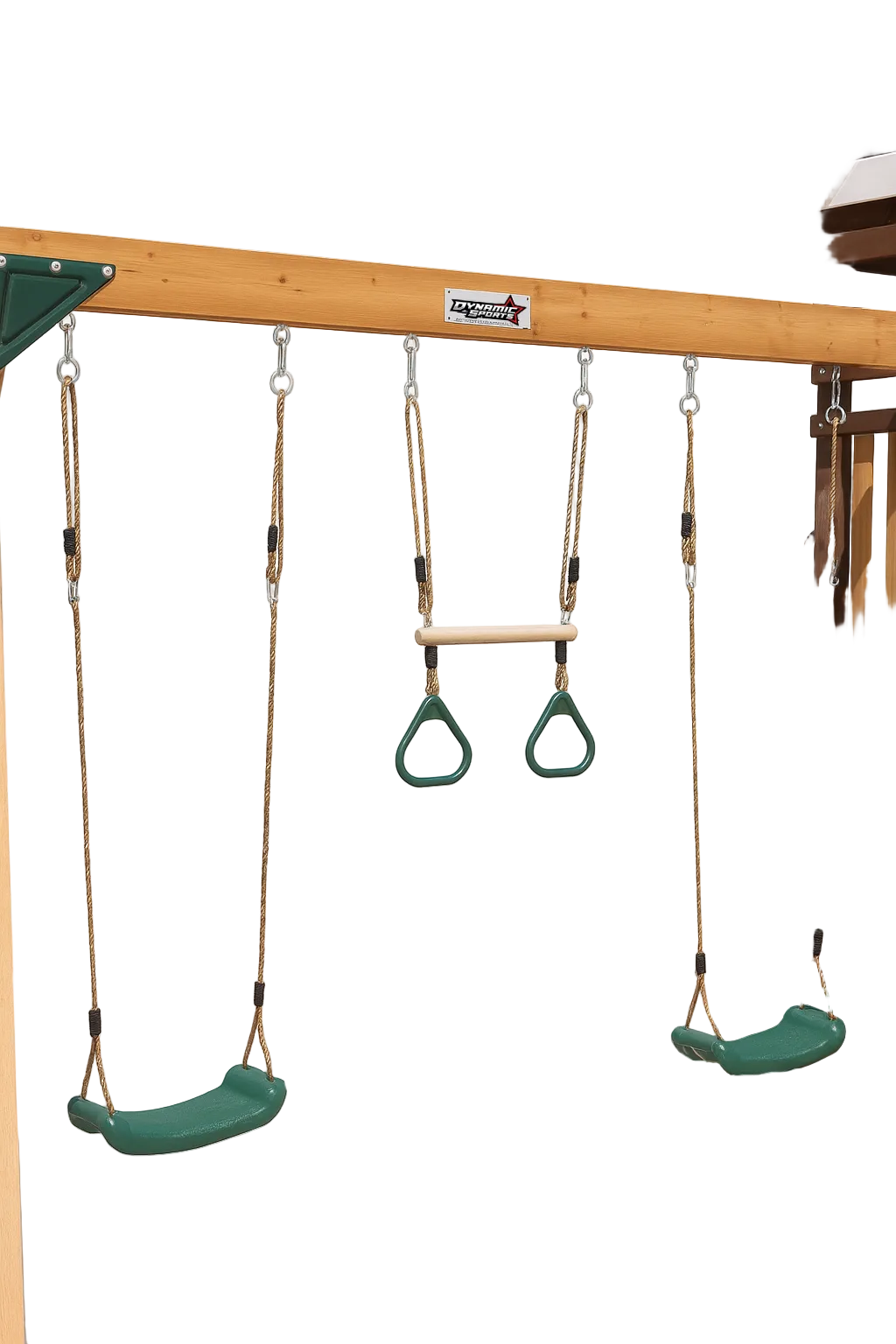Arabian Wolf Wooden Swing Set with Dual Slides & Trapeze | DS-172T