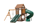 Arabian Wolf Wooden Swing Set with Dual Slides & Trapeze | DS-172T