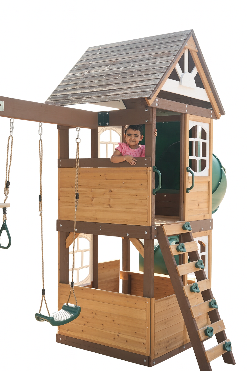 Arabian Viper Wooden Swing Set with Slide & Trapeze | DS-173T