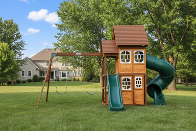 Arabian Falcon Wooden Swing Set with Tube Slide & Swings | DS-174T