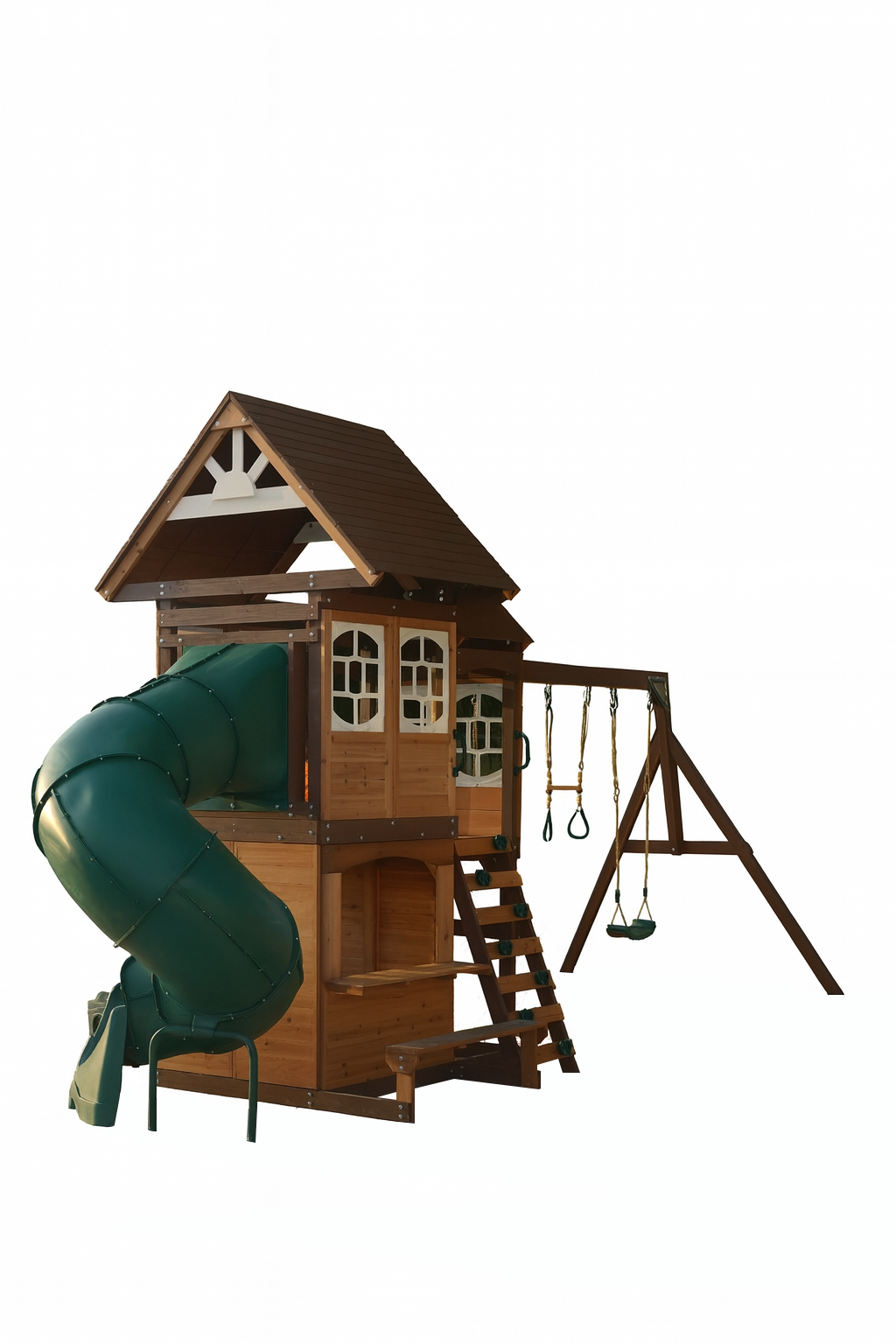 Arabian Falcon Wooden Swing Set with Tube Slide & Swings | DS-174T