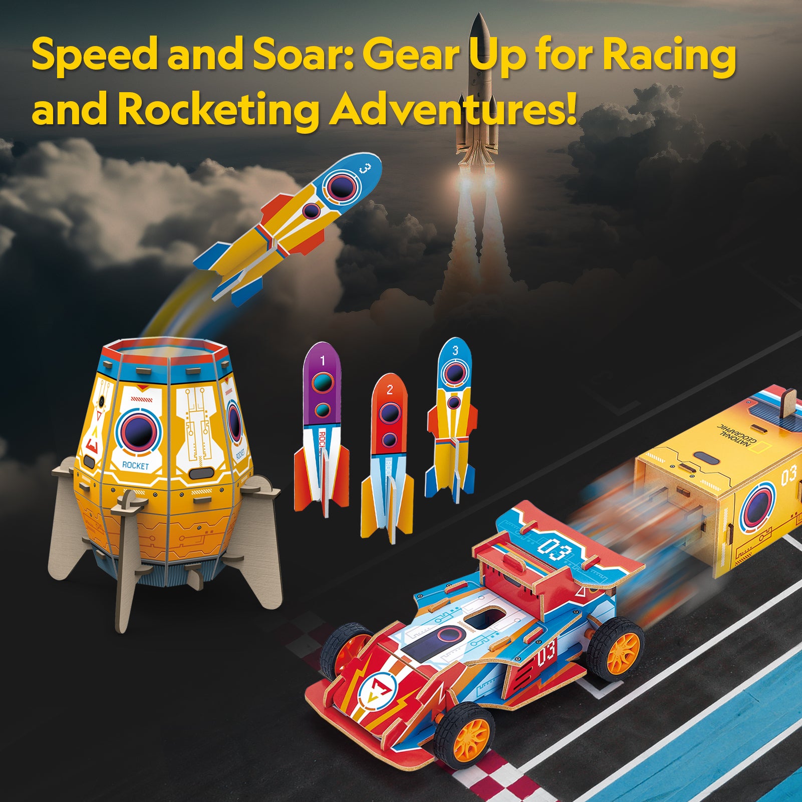National Geographic 2-in-1 Blast-Off Rocket & Racing Car